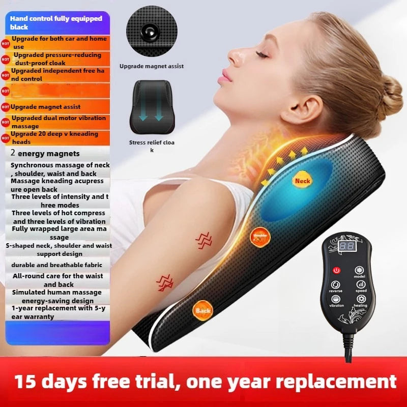 Electric Cervical Pillow For Neck Airbag Ttraction Shiatsu Head Body Back Waist Massager Car With Heating Vibrating Massage